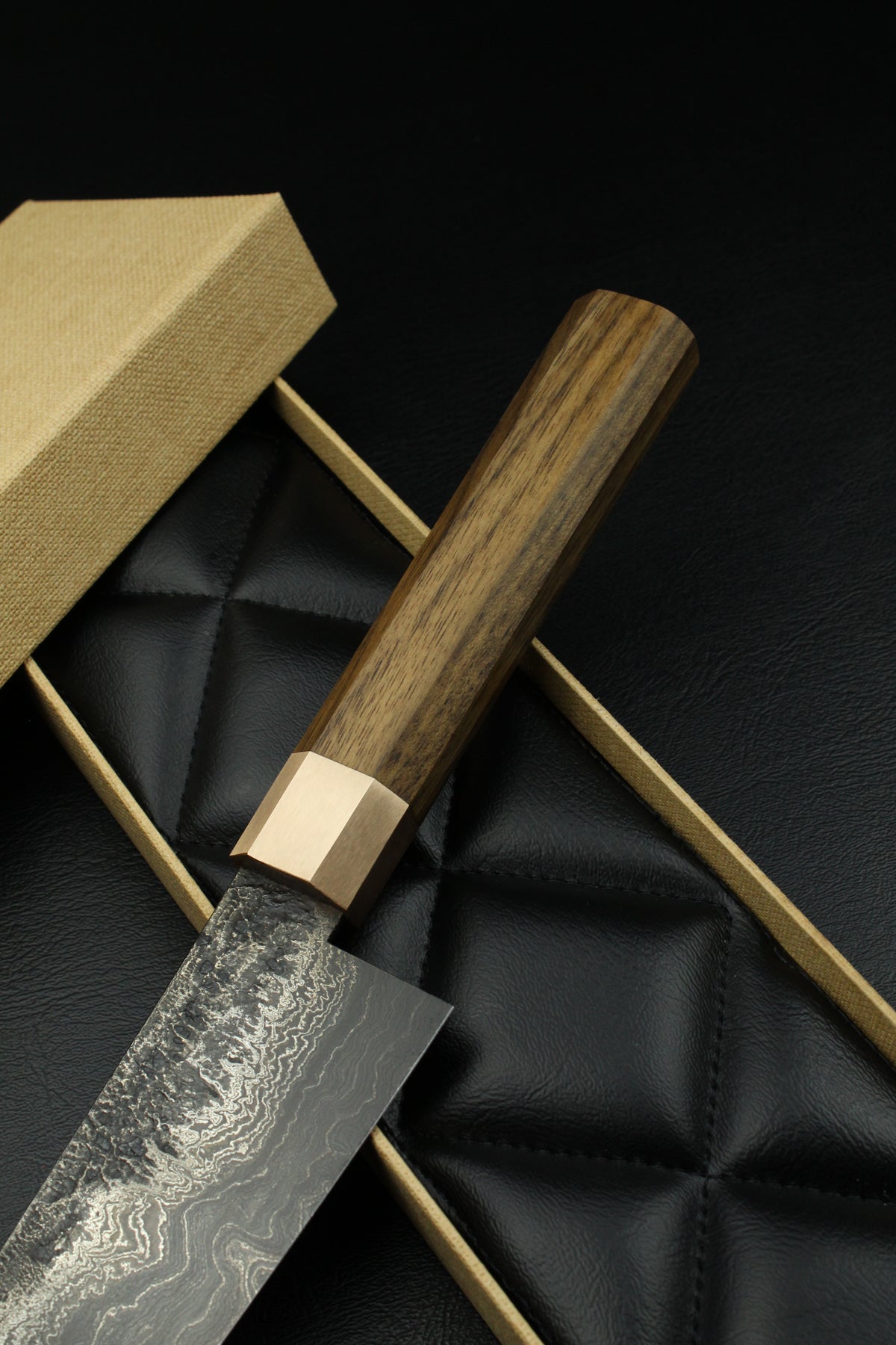 Gyutomesser Damascus 500L Walnut Octagonal