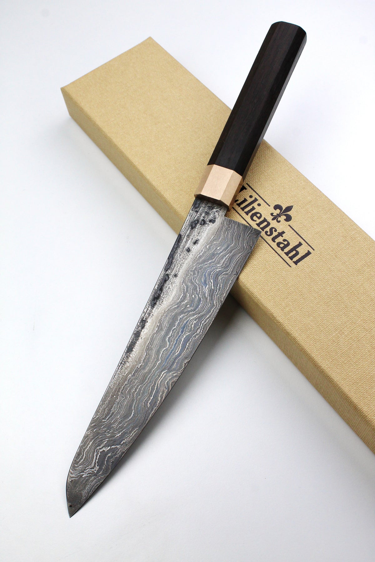 Damascus Gyuto Bog Oak Octagonal