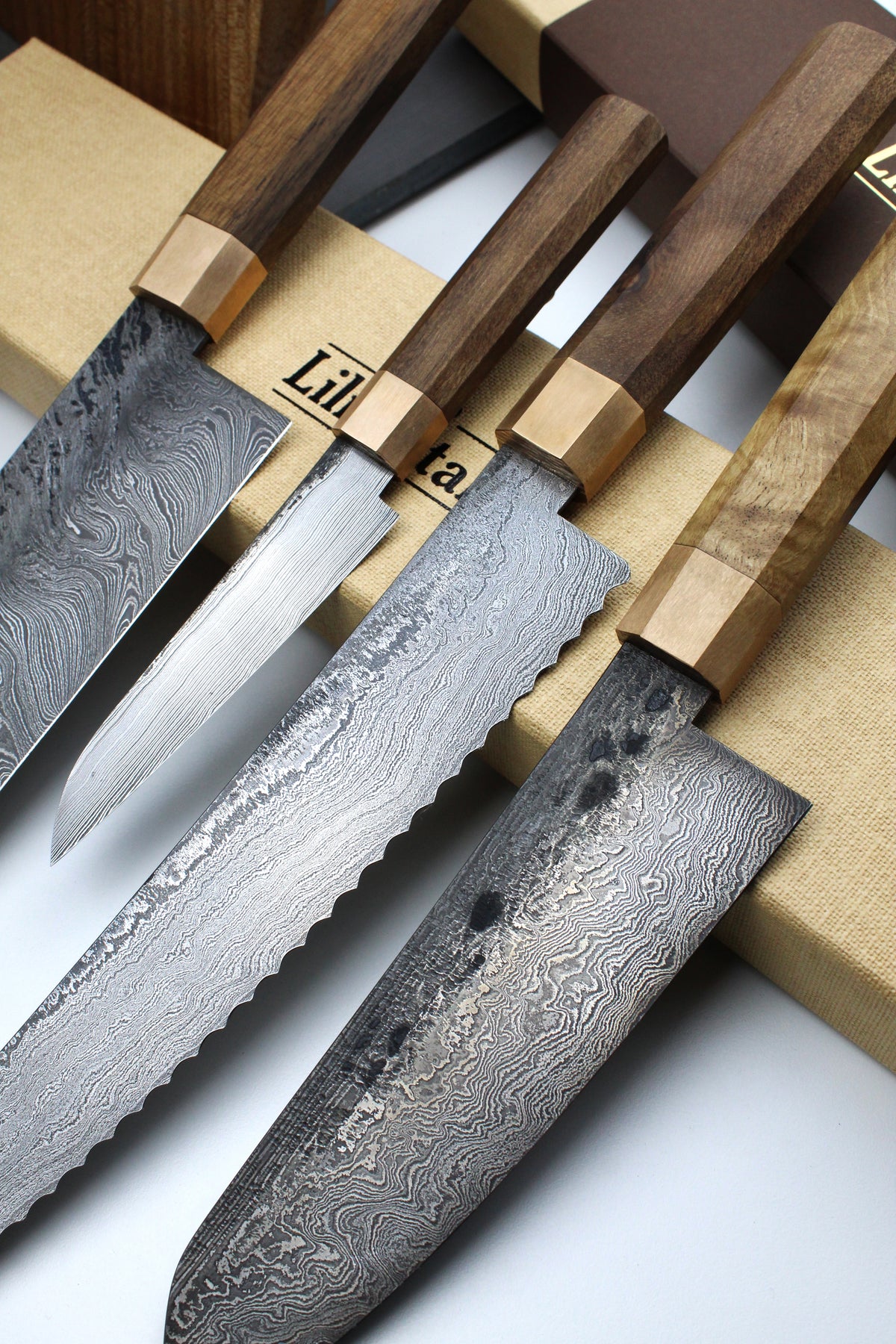 Premium Knife Set Octagonal Walnut