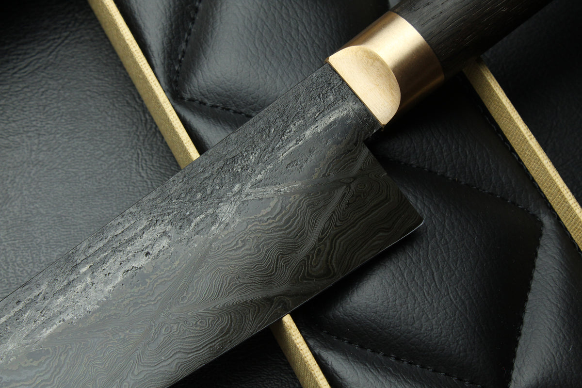 Gyuto Damascus Bog Oak Oval