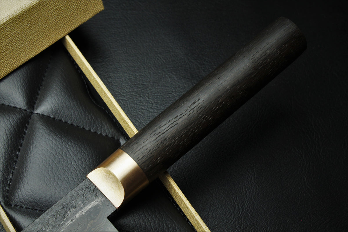 Gyuto Damascus Bog Oak Oval