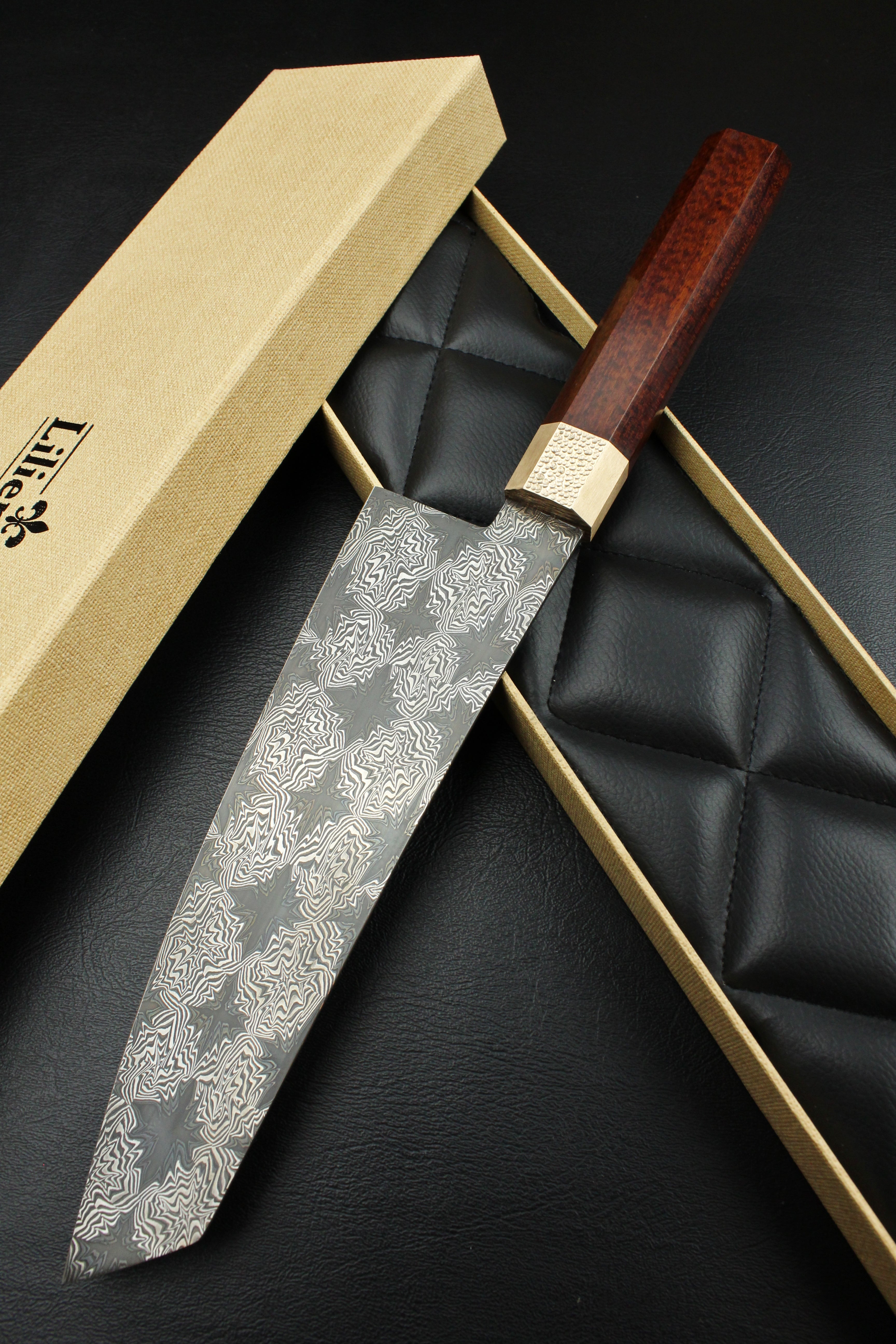 S Damascus K-Tip Santoku Snakewood