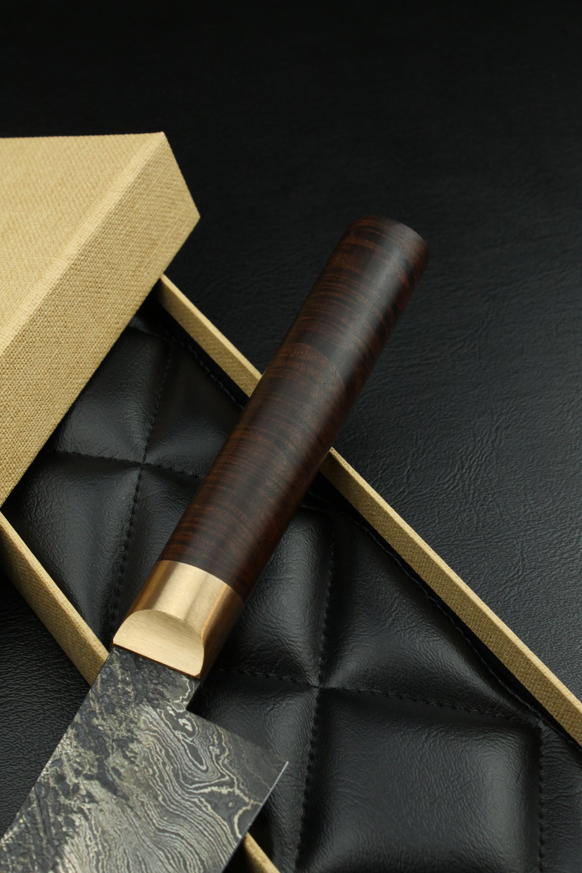 Damascus Gyuto Torsion Ringed Gidgee Oval
