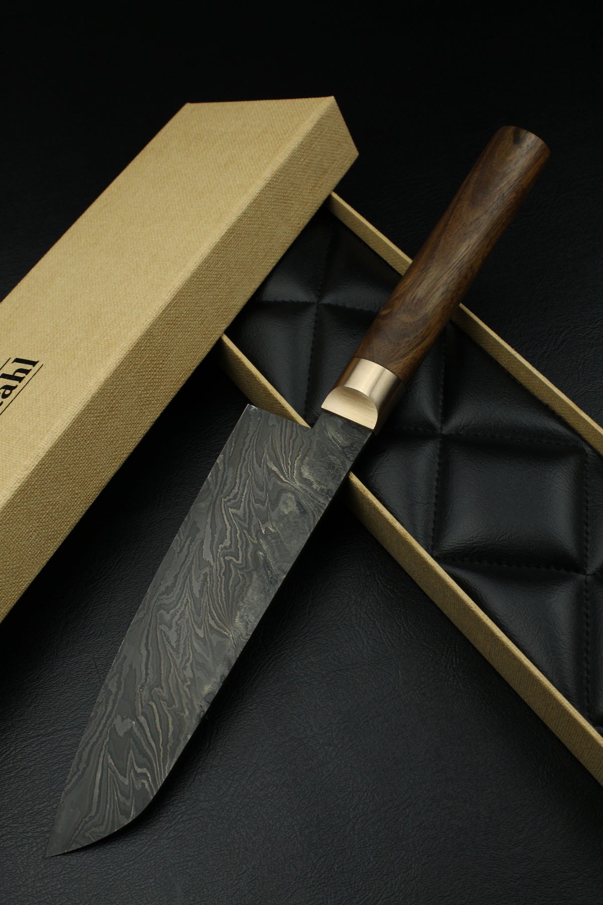 Damascus Santoku HK-Torsion black Patina