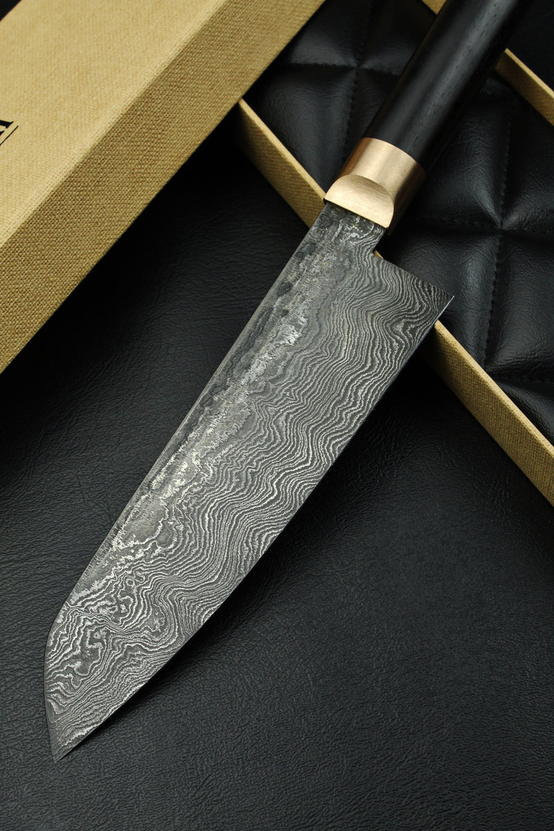 Damascus Santoku Black Ebony