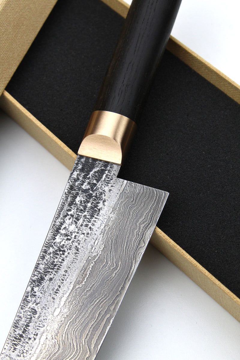 Gyuto Damascus Bog Oak Oval