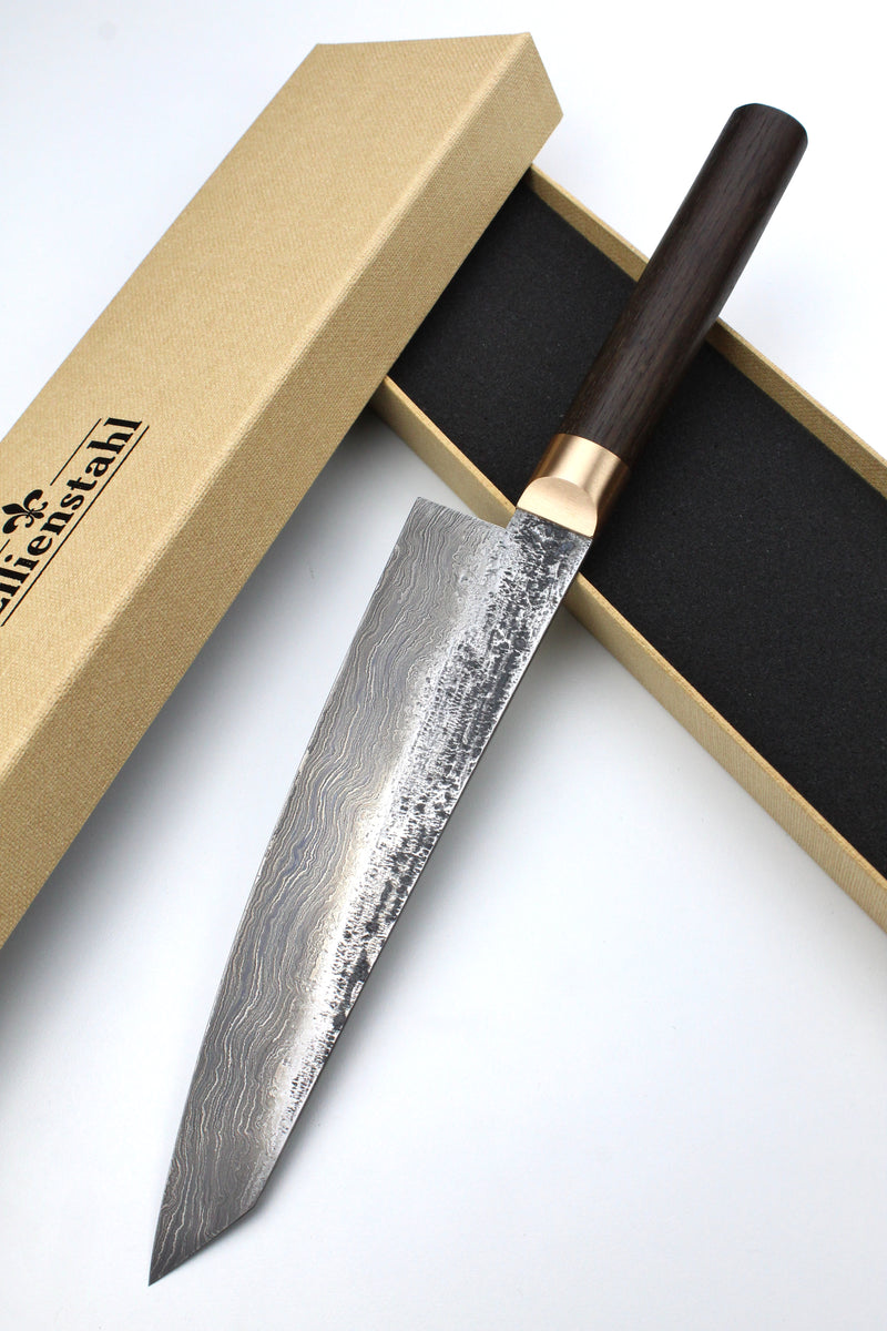 Gyuto Damascus Bog Oak Oval