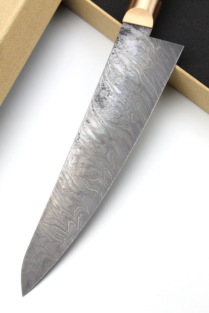 Gyuto Damascus Bog Oak Oval