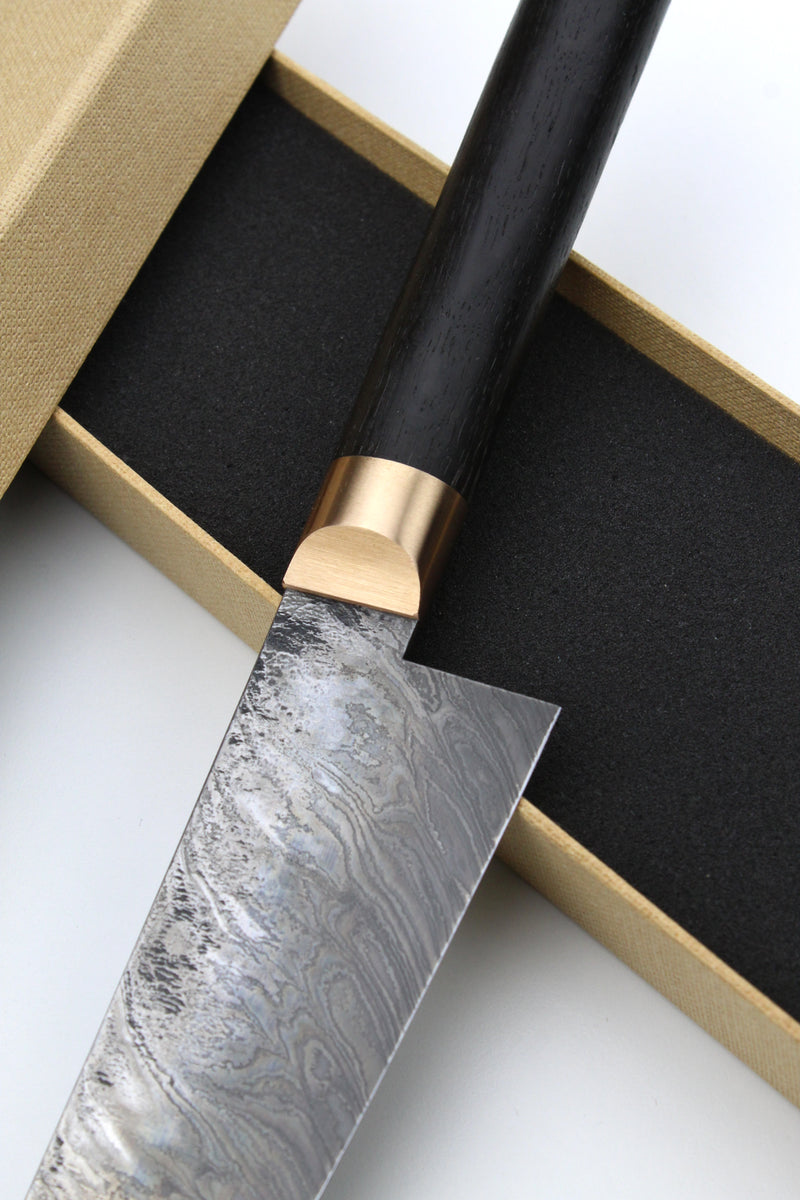 Gyuto Damascus Bog Oak Oval