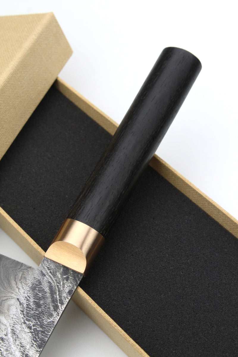 Gyuto Damascus Bog Oak Oval