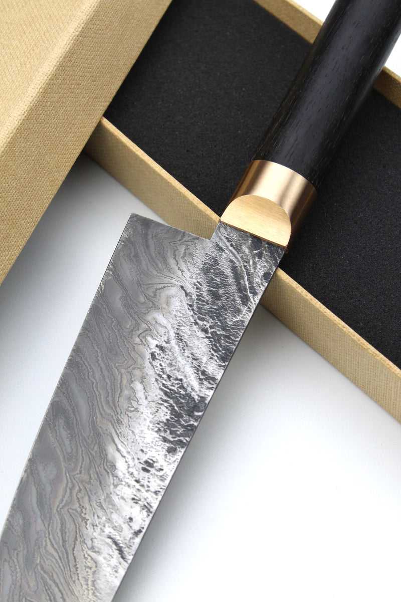 Gyuto Damascus Bog Oak Oval