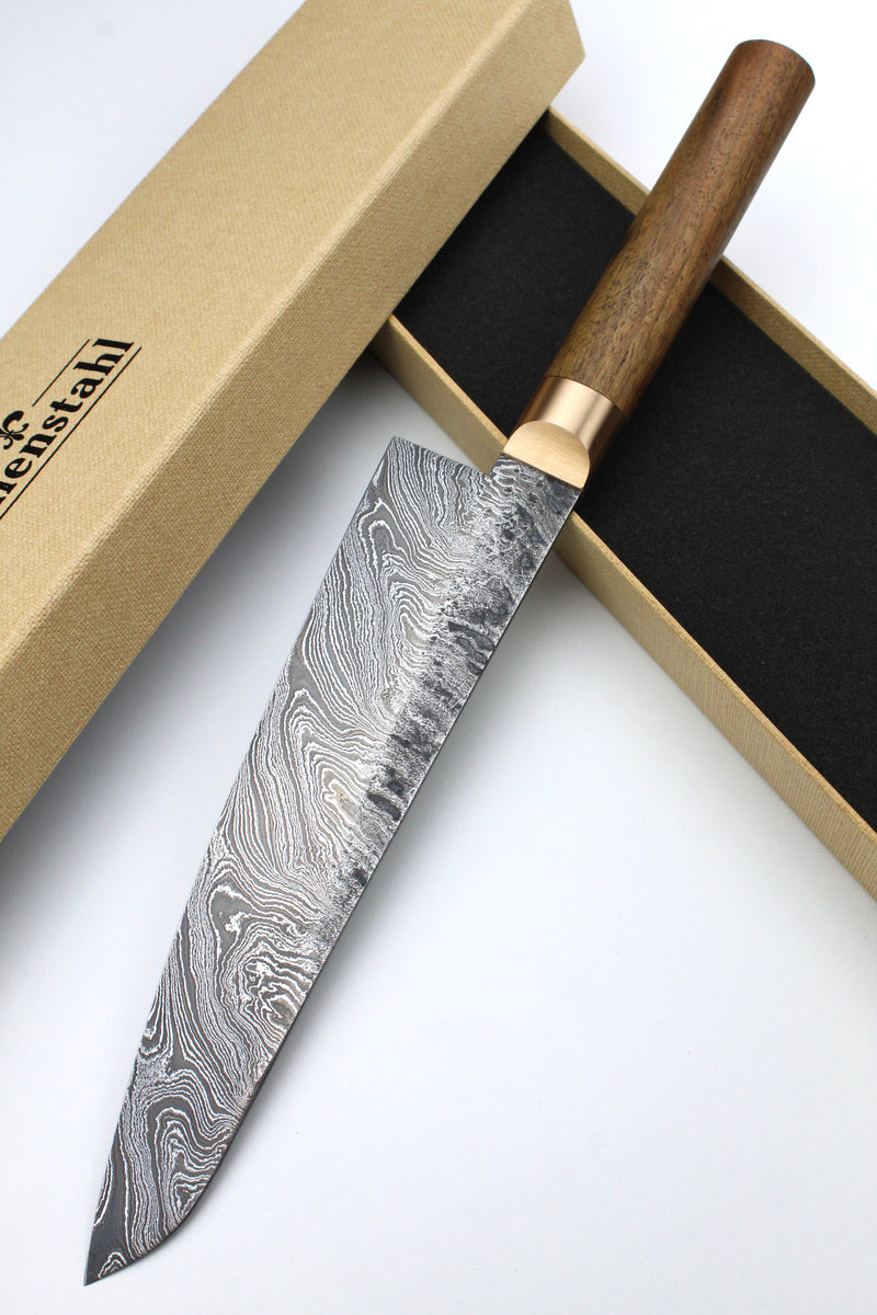 Gyuto Damascus HL Torsion Walnut