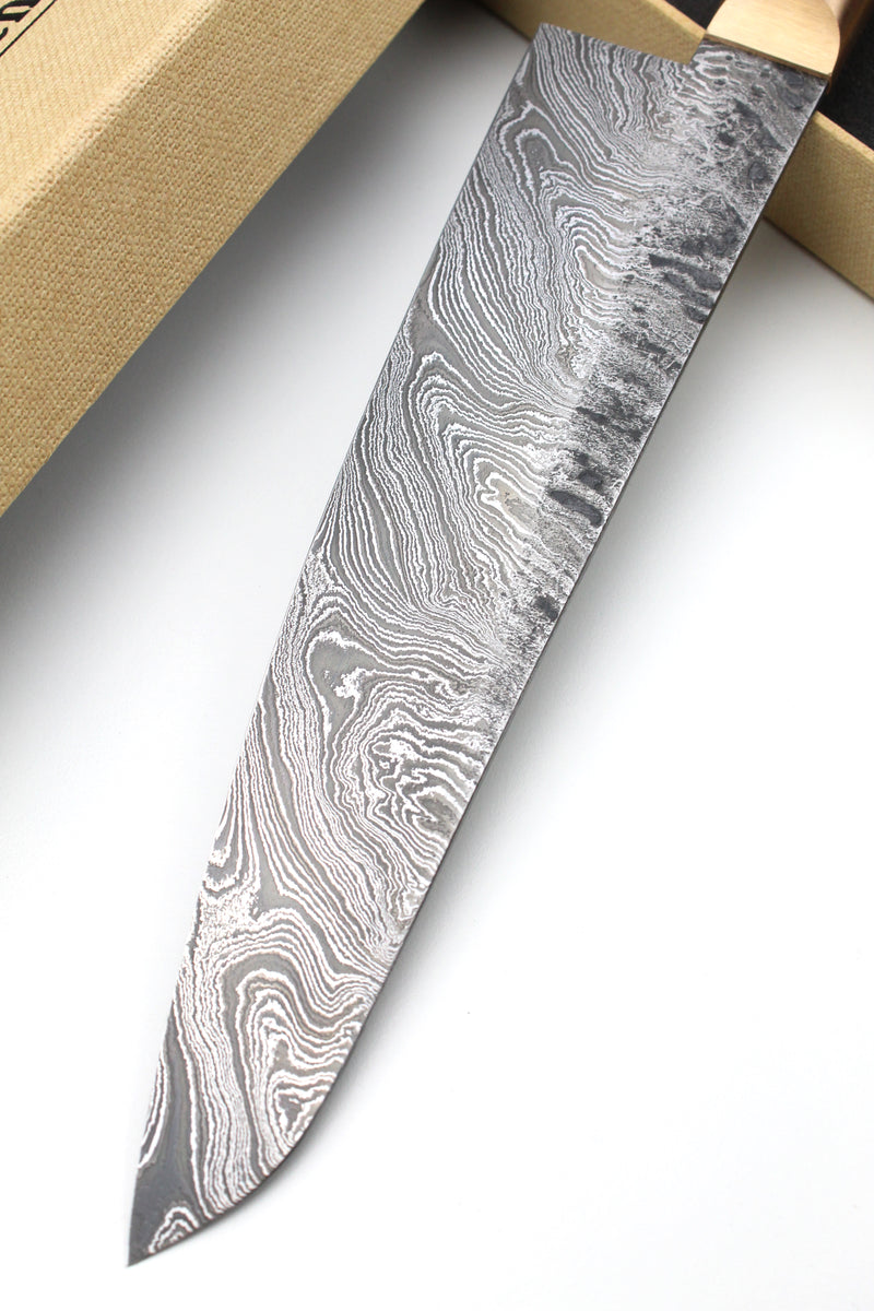 Gyuto Damascus HL Torsion Walnut