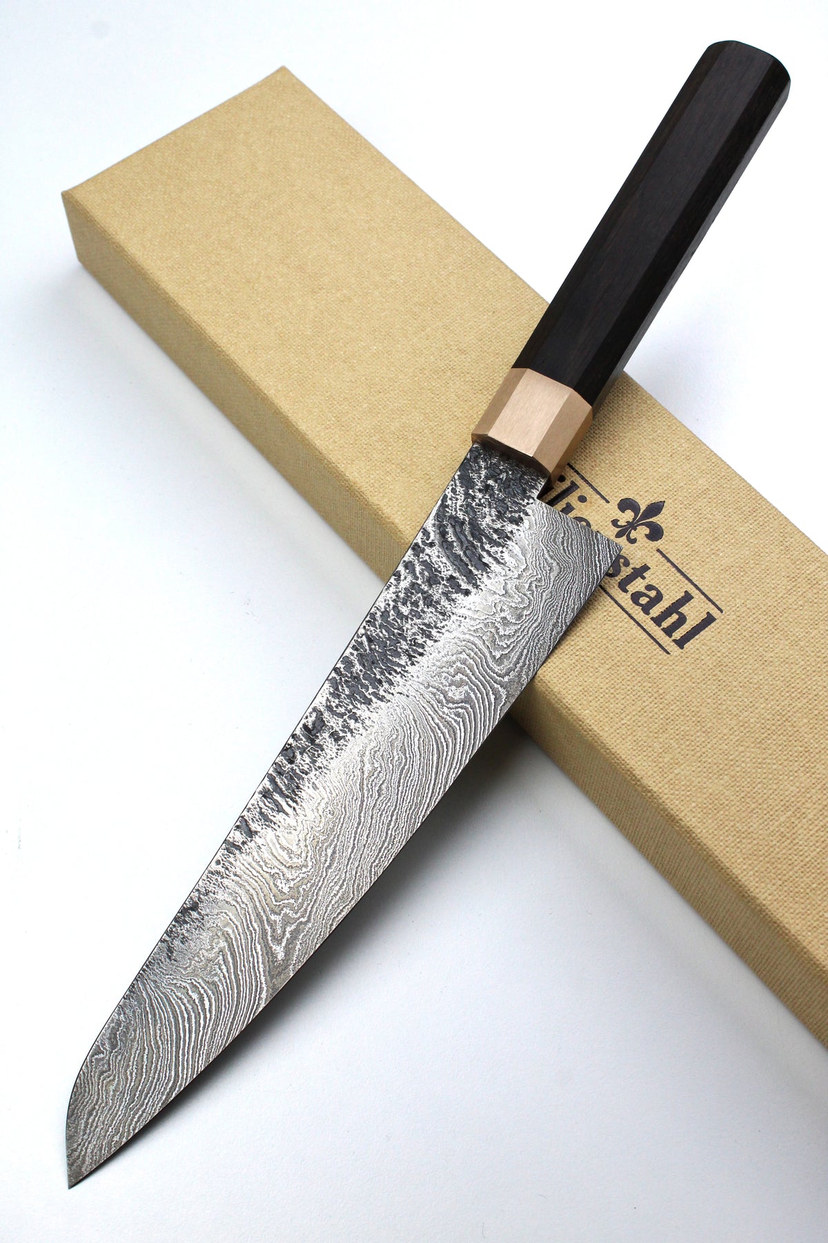 Damascus Gyuto Bog Oak Octagonal Torsion