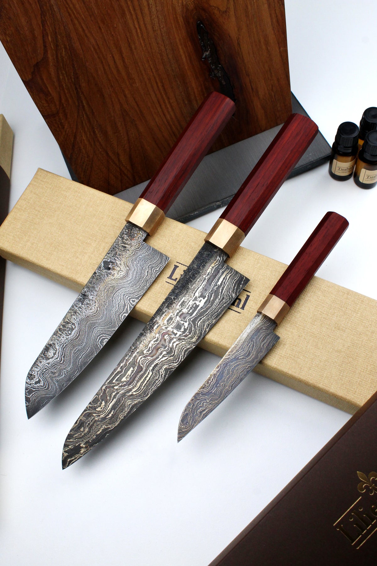 Premium Knife Set Octagonal Padouk