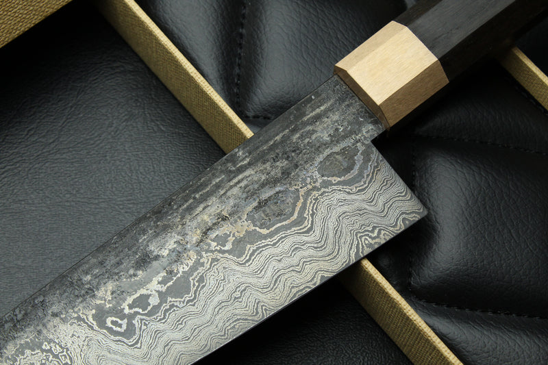 Gyuto Damascus Bog Oak Octagonal