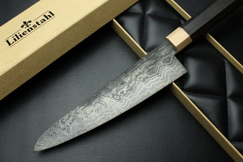 Gyuto Damascus Bog Oak Octagonal