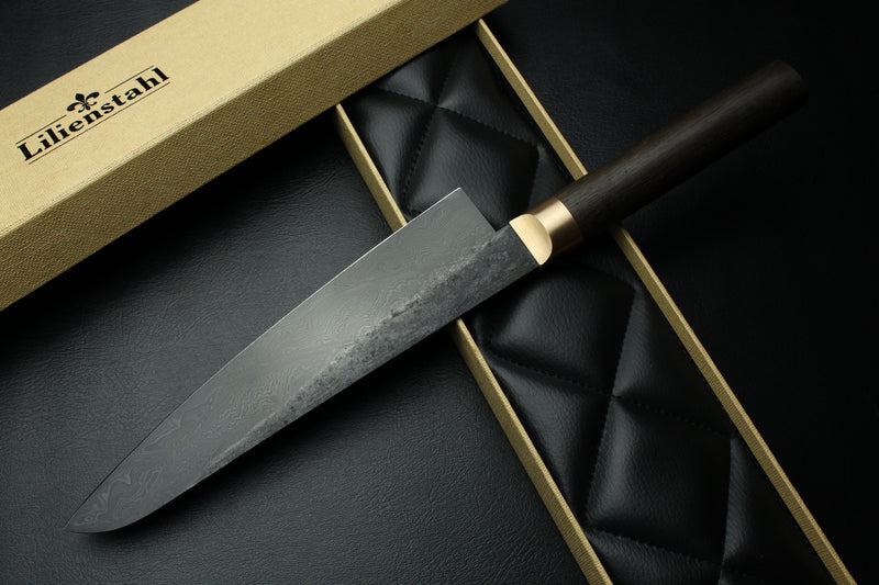 Gyuto Damascus Bog Oak Oval